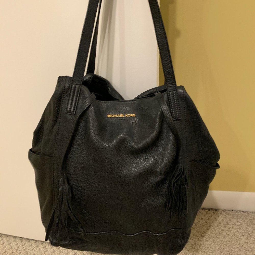 Michael Kors Black Leather Tassel Tote